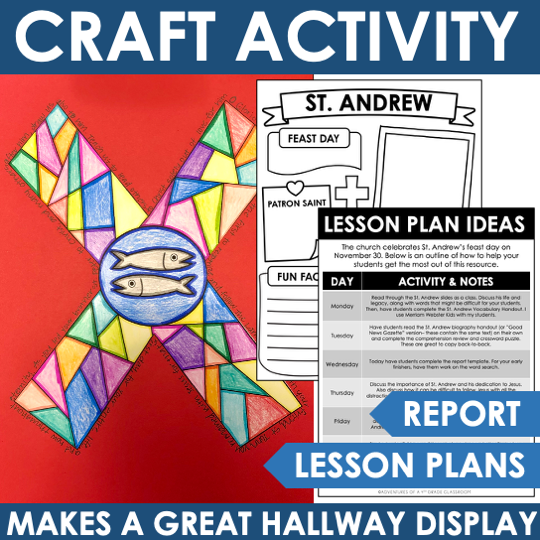 St. Andrew Activities Reading Passage Craft Crossword Puzzle Catholic Saints - Image 4