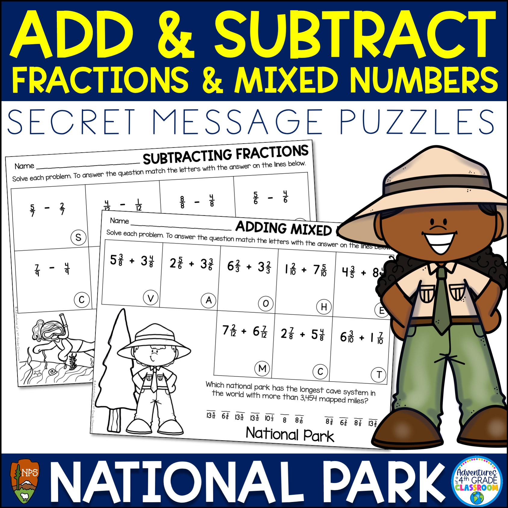 Add and Subtract Fractions and Mixed Numbers | Review Puzzles