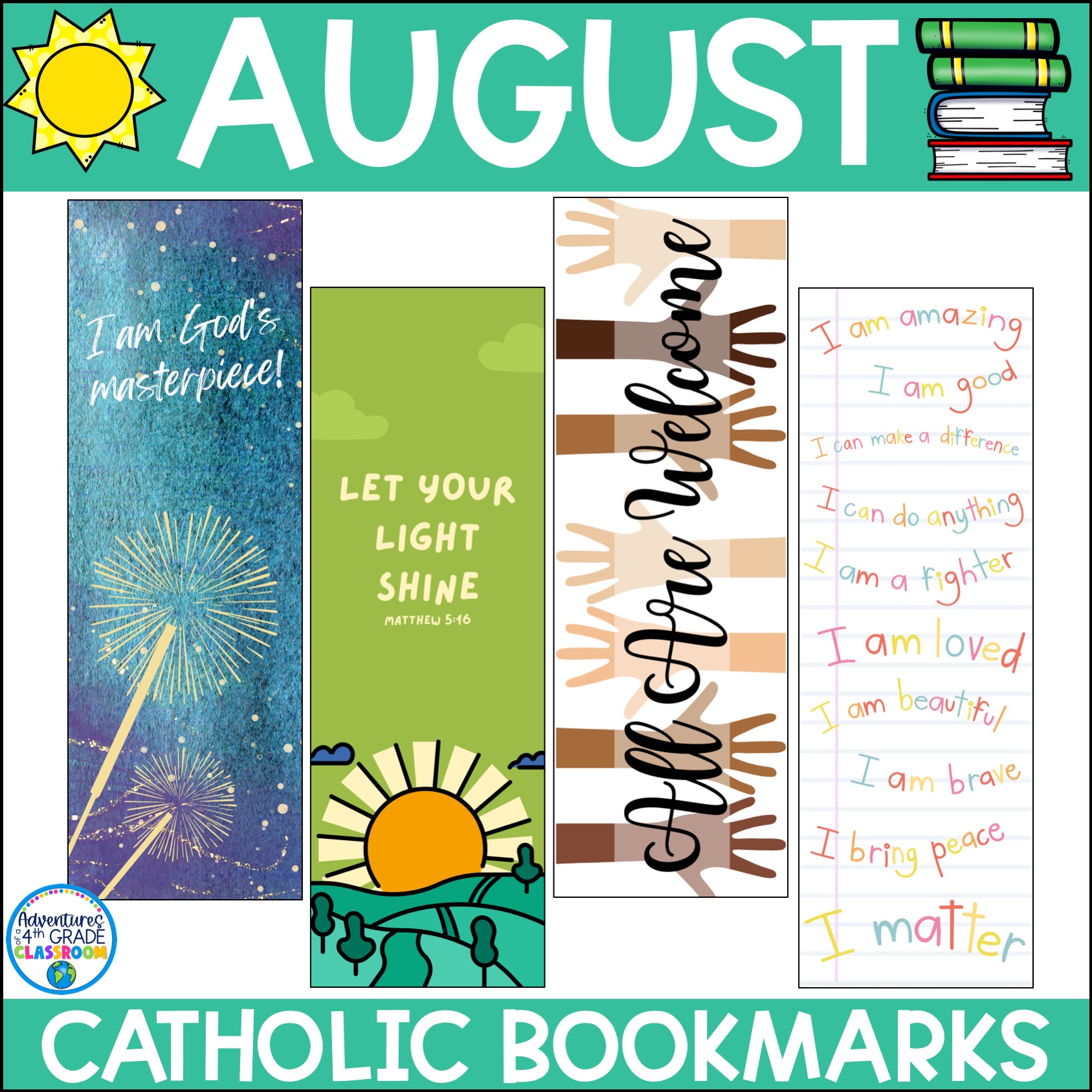 Back to School Catholic Bookmarks | August