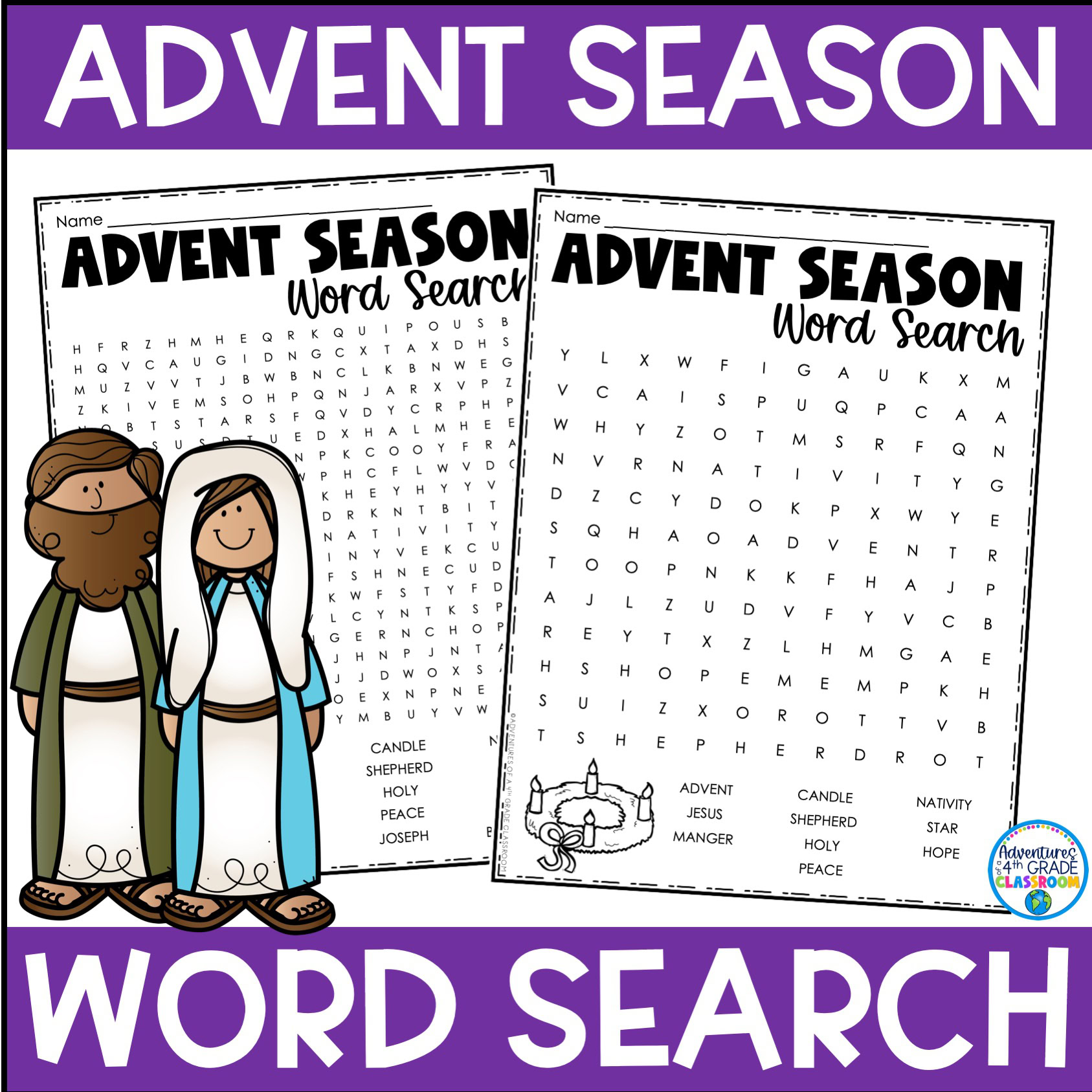Advent Season Word Search Activity for Vocabulary Catholic