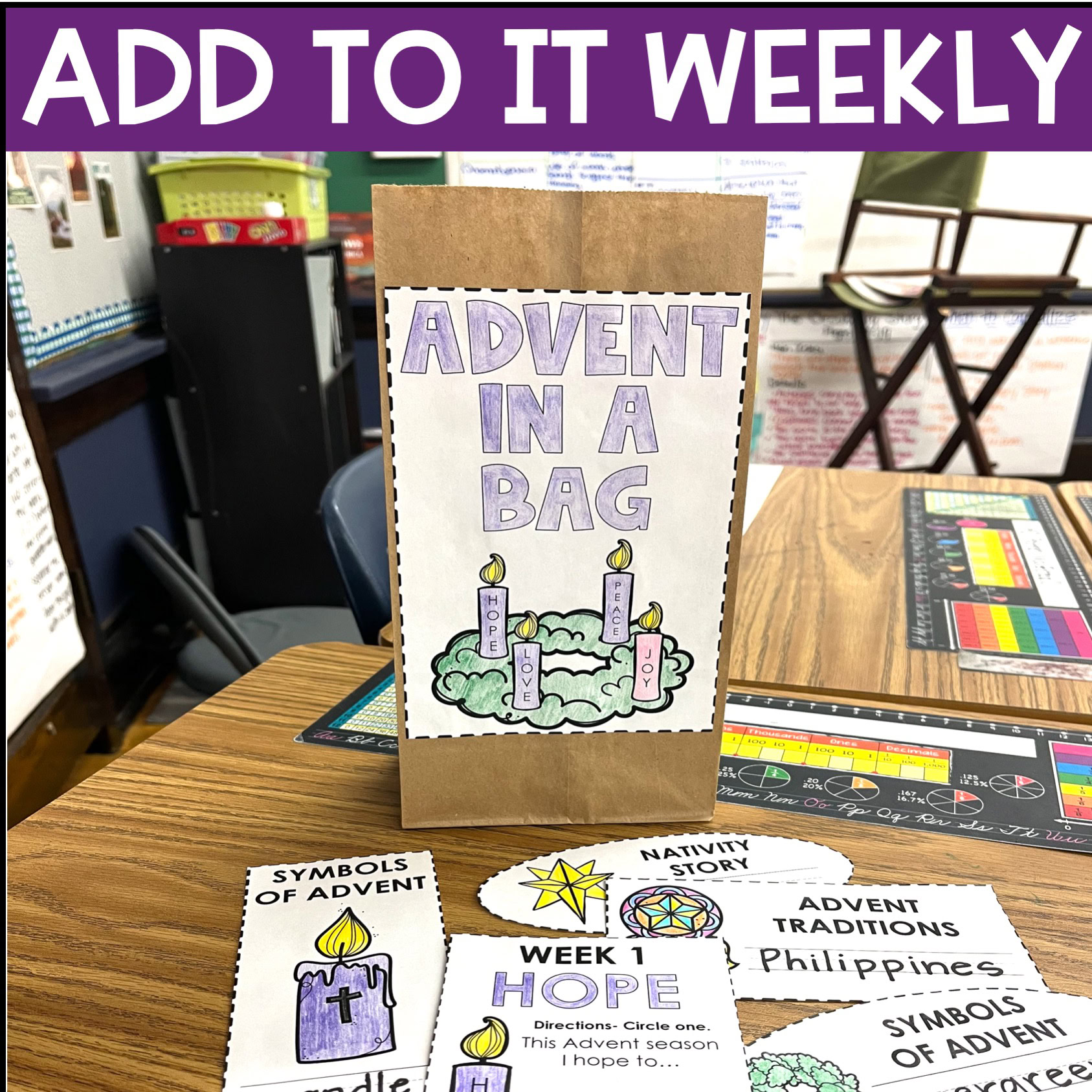 Advent in a Bag Craft Coloring and Tracing Activity Catholic Traditions & Symbols - Image 2
