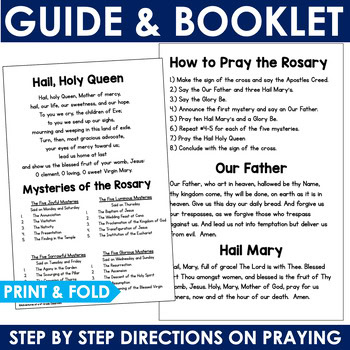 Rosary Guide & Booklet with How to Pray the Rosary steps, Hail Mary, and Our Father prayers for Catholic classrooms
