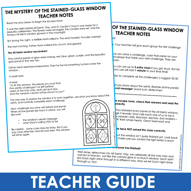 All Saints' Day Escape Room Activity Catholic Feast Day Saints Review Game - Image 3