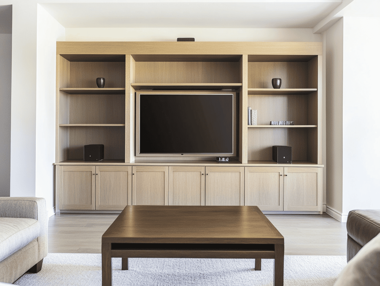 Thwmas. In a typical living room setting a custom entertainme a742d1d7 b71e 45ec ac22 0ef95aa8f850