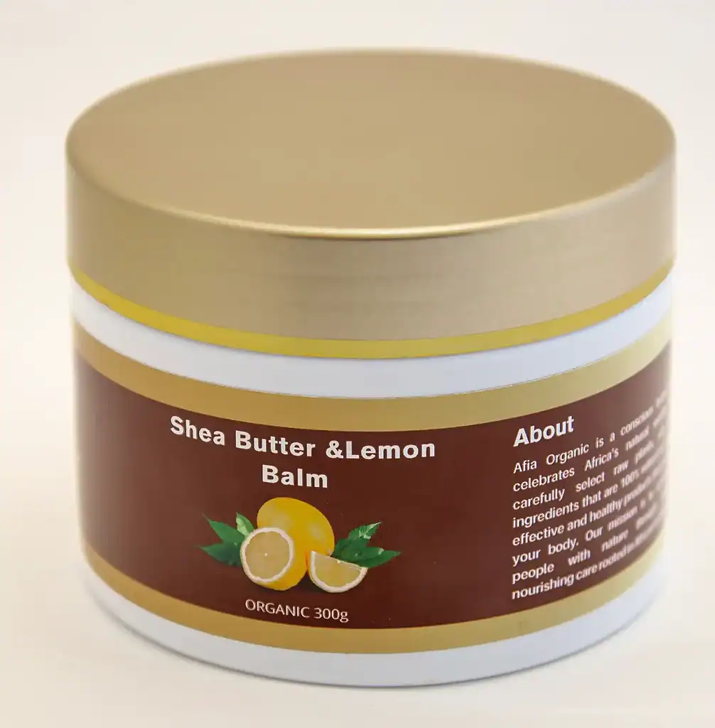 Sheasmör och Citron salva från Afia Organic i 300g burk