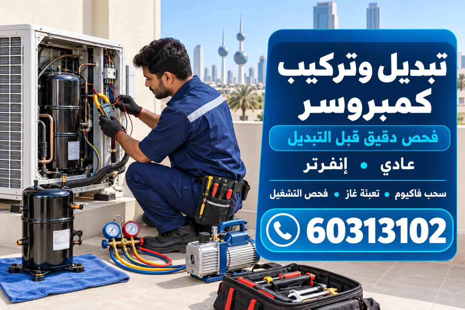 تبديل وتركيب كمبروسر
