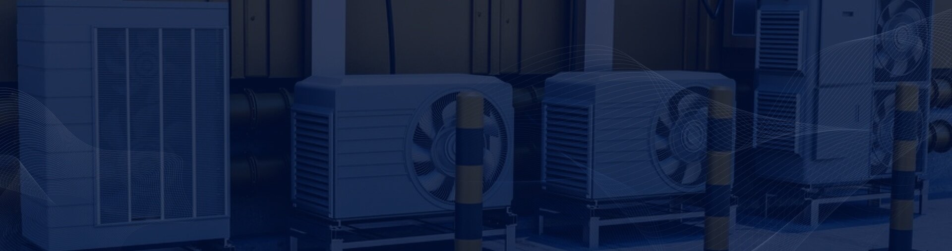 Several industrial air conditioning units in a row