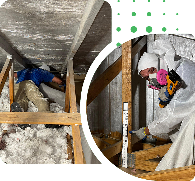 http://Two%20workers%20in%20an%20attic,%20one%20installing%20insulation,%20another%20inspecting%20wood.