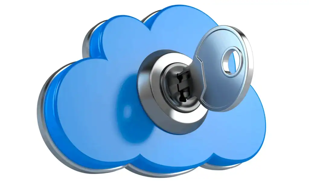 Cloud storage with a key symbolizing secure backup solutions.