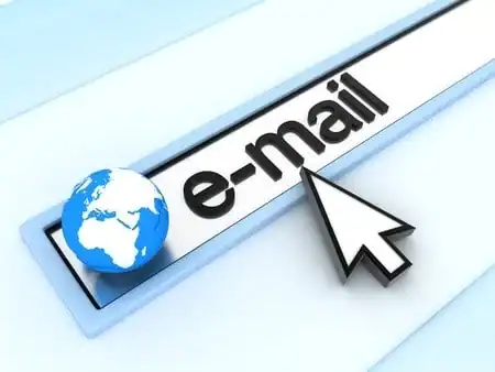 Email icon with globe and cursor for email hosting services.
