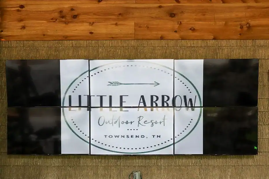 Little Arrow Outdoor Resort TV wall display in Townsend, TN.