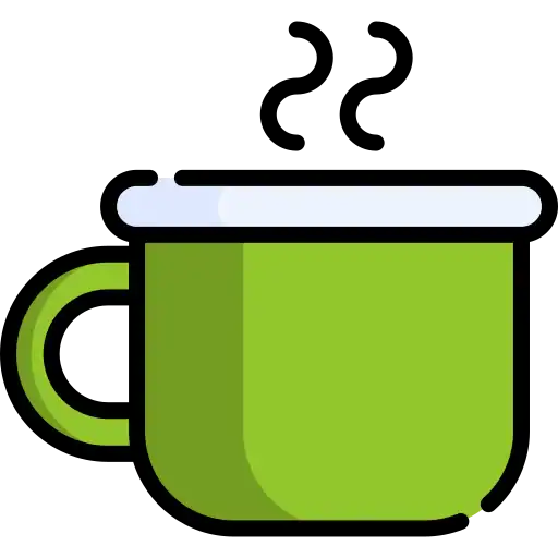 Green coffee mug with white lid on black background.