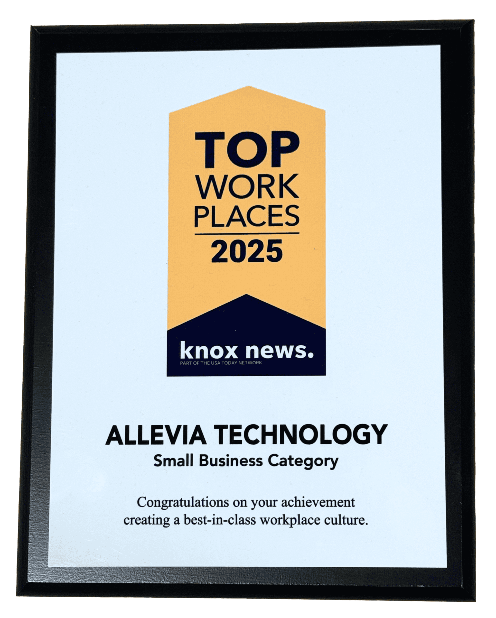 Allevia Technology recognized as top workplace in 2025.