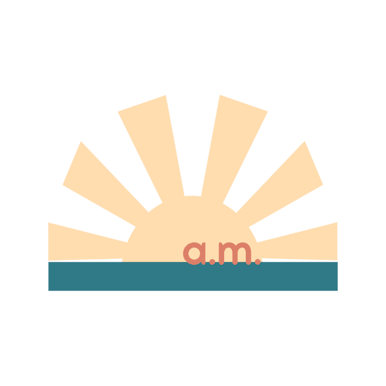 A.M. Consulting logo featuring sunrise design with Altagracia Montilla's initials, conflict resolution and wellness consulting brand