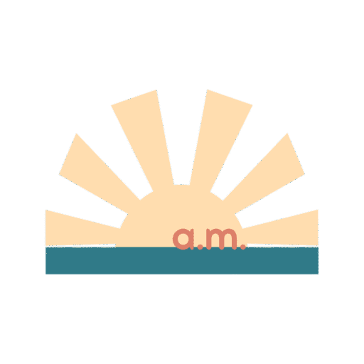 A.M. Consulting logo featuring sunrise design with Altagracia Montilla's initials, conflict resolution and wellness consulting brand