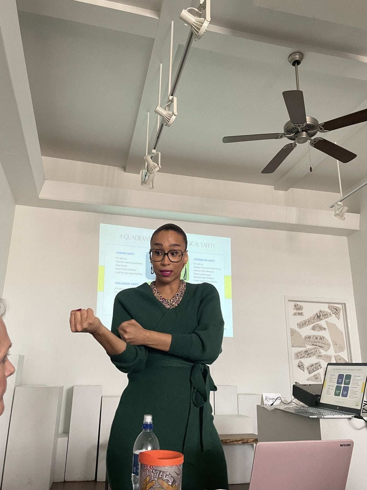 Altagracia Montilla holding the room mid-session
