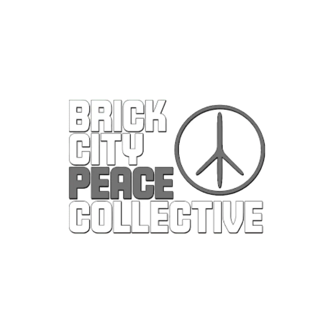 Brick City Peace Collective logo with peace symbol and text.