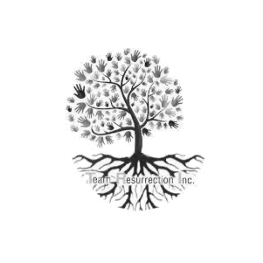Tree with hand-shaped leaves symbolizing growth and community.