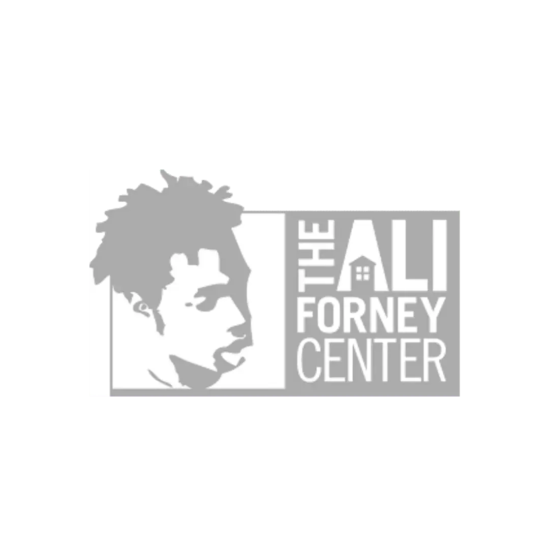 Logo of The Ali Forney Center featuring a stylized face and text.