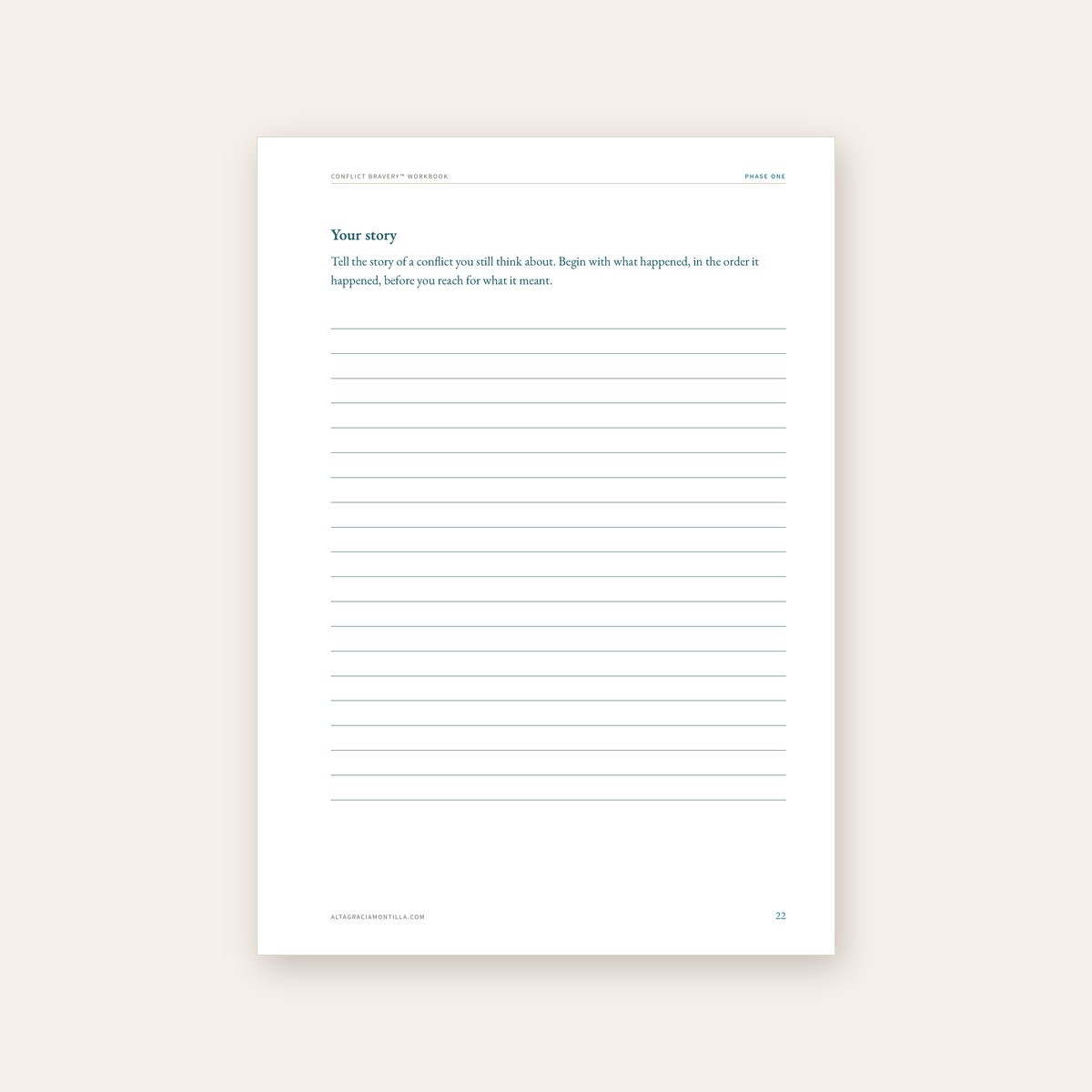 A full page for the reader to write their own story at the close of a phase