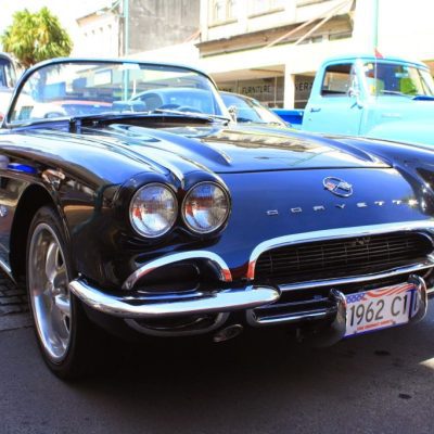 Classic black Chevrolet Corvette at Americarna car show in New Zealand.