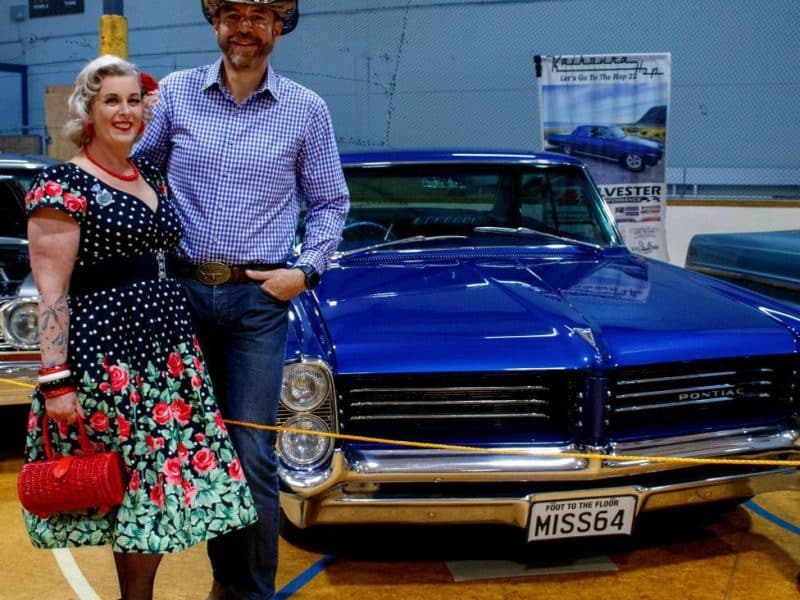 Classic American muscle car at Americarna event in New Zealand.