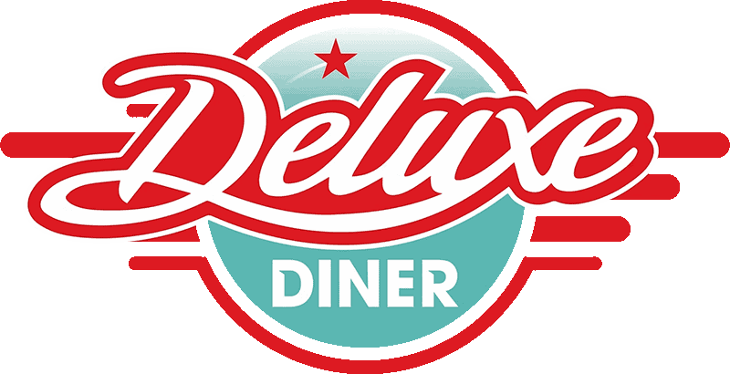 Vintage Deluxe Diner logo with retro branding and nostalgic appeal for classic American dining.