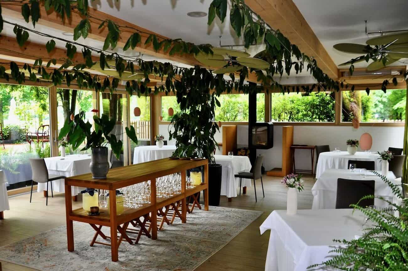 a room with tables and chairs