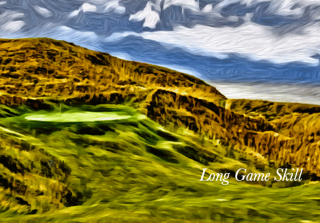 a green hill with a golf course