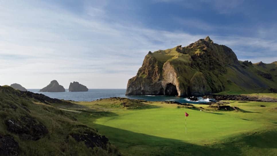 Scenic golf course by ocean cliffs