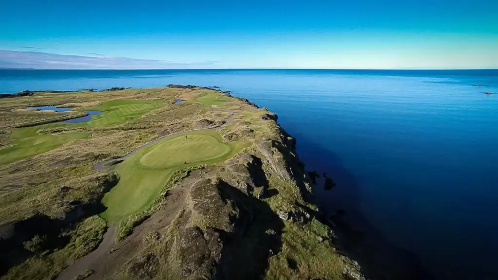 Coastal golf course with ocean view