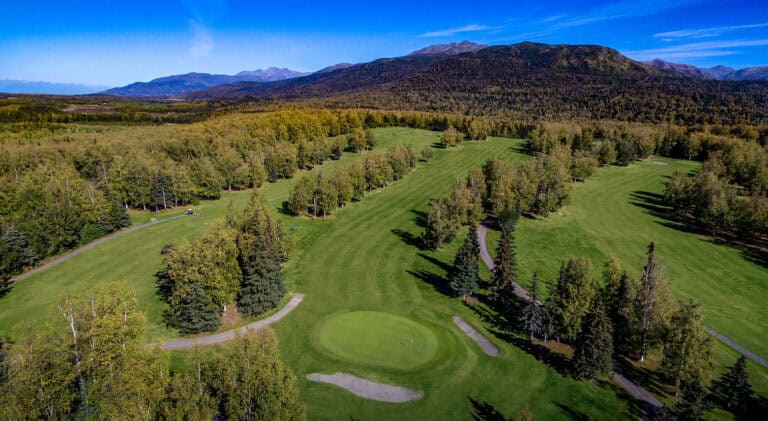 Lush green golf course landscape