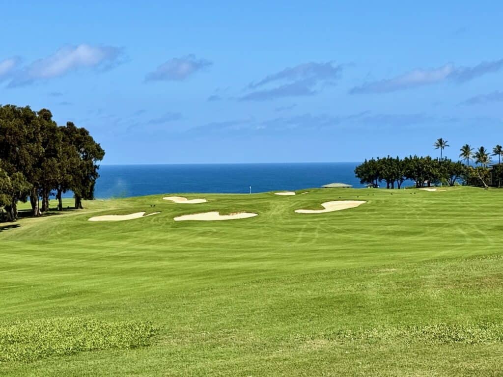 Lush golf course overlooking the ocean