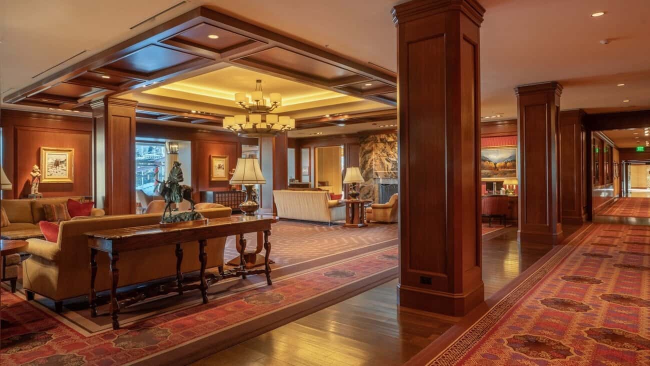Elegant lodge interior with wooden accents