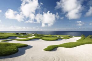 Lush golf course by the ocean