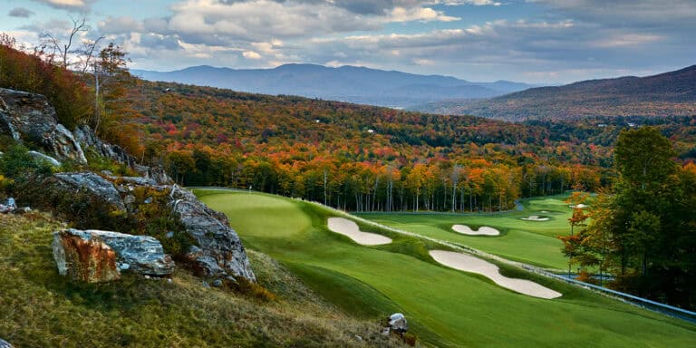 Autumn landscape with golf course view