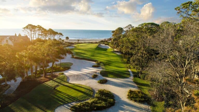 Scenic golf course by the ocean