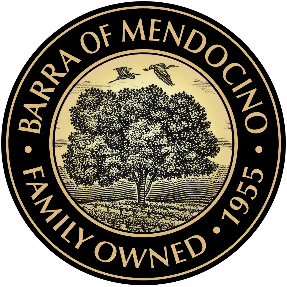 Barra of Mendocino family-owned logo with tree and birds.
