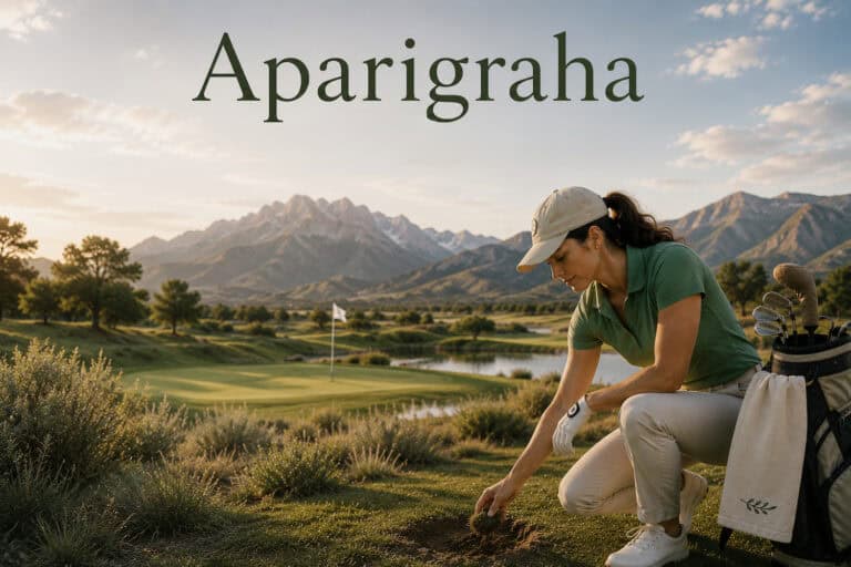 Woman practicing Aparigraha during a mindful walk in nature.