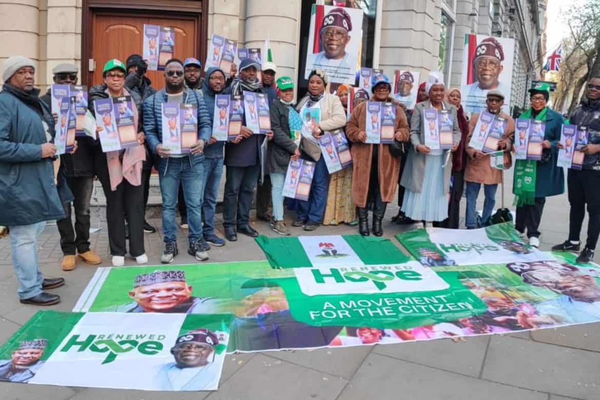 Rally in support of President Bola Ahmed Tinubu at the Nigeria High Commission