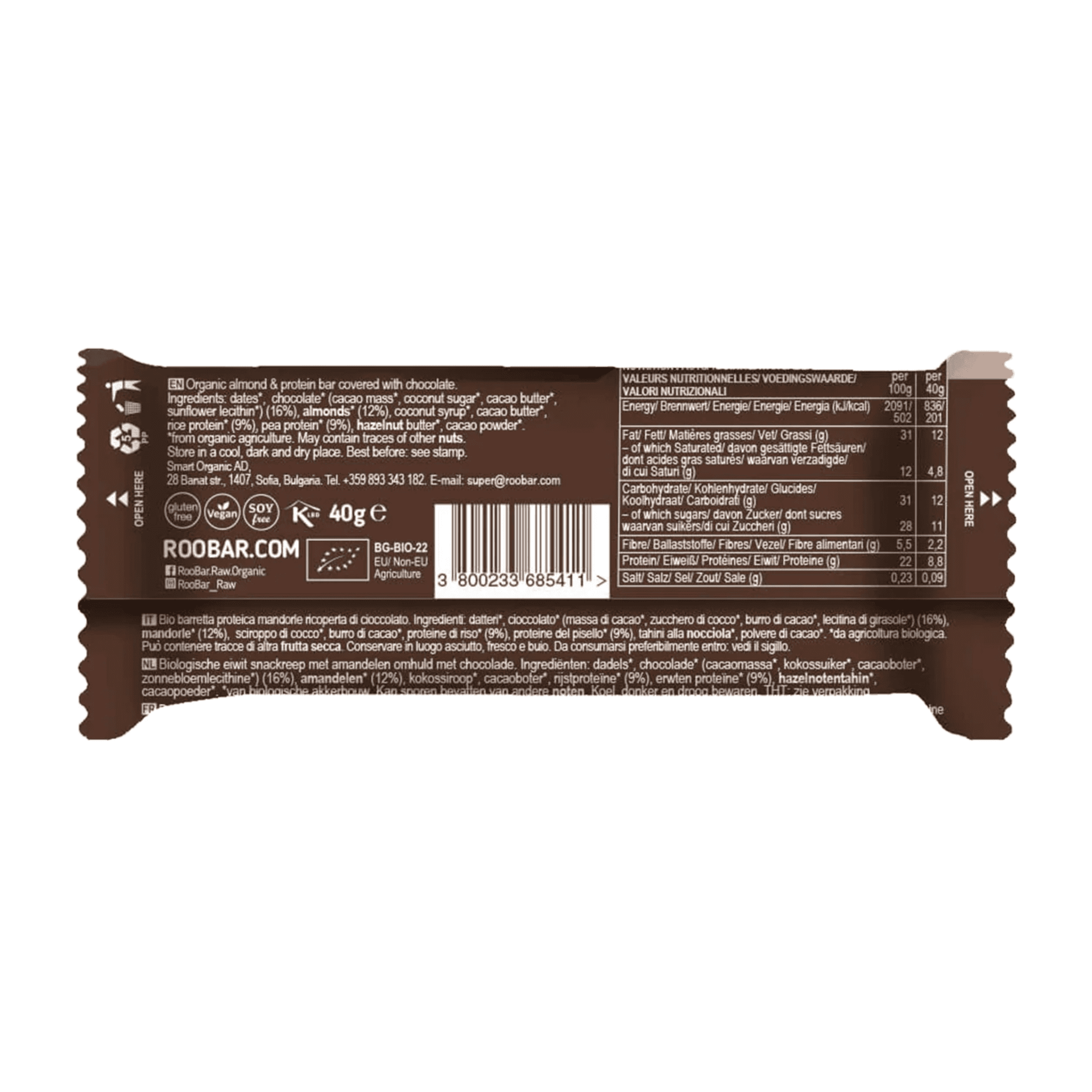 Proteinriegel Mandel & Schokolade vegan Bio - Roo'Bar – Bild 2