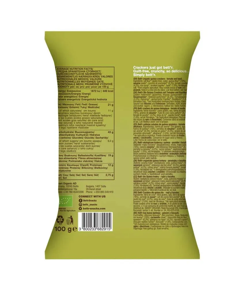 Quinoa Cracker Tomate & Basilikum glutenfrei Bio - bett’r – Bild 2