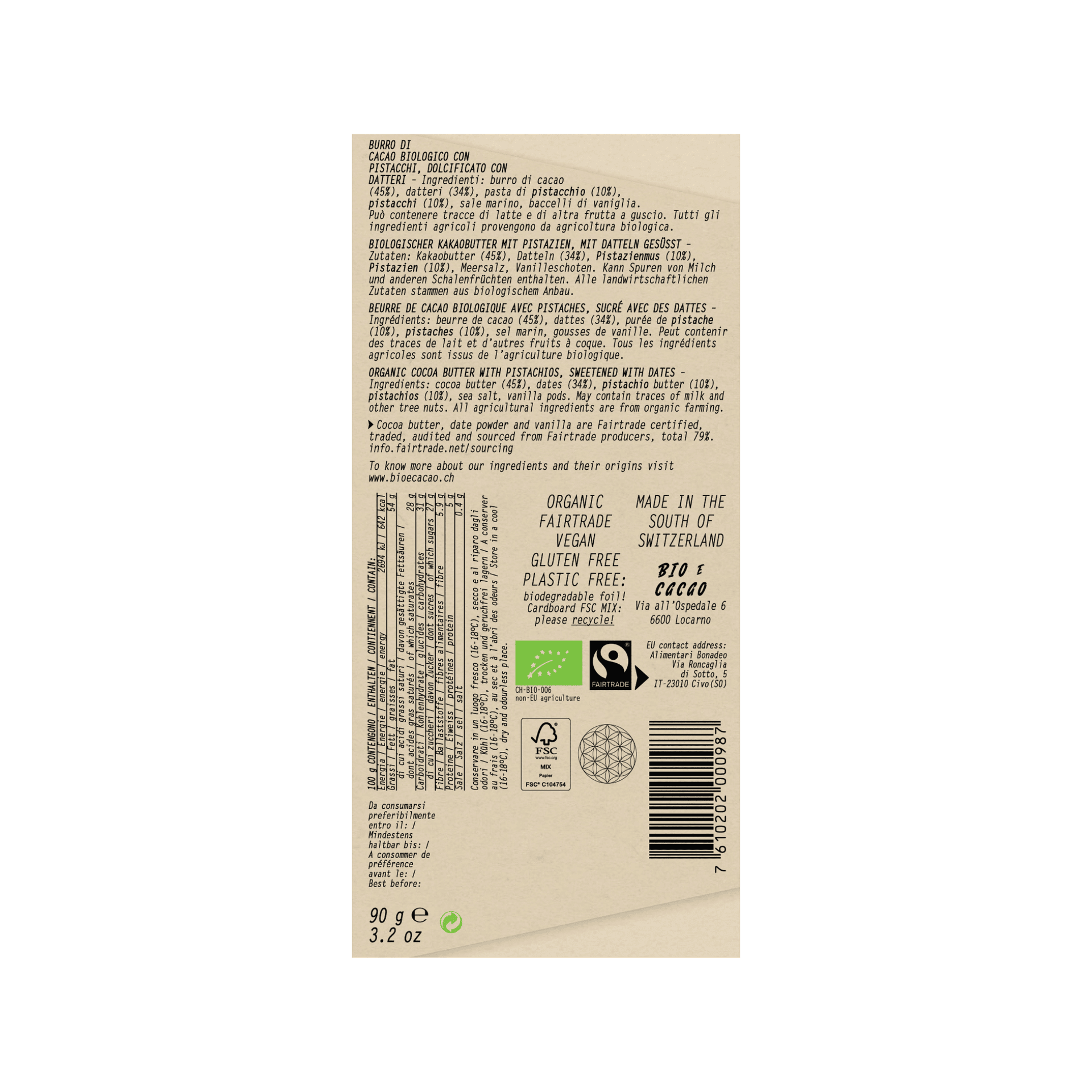 dattelschokolade dates white pistachio vegan bio bioecacao