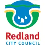 Redland City Council emblem with koala and water elements.