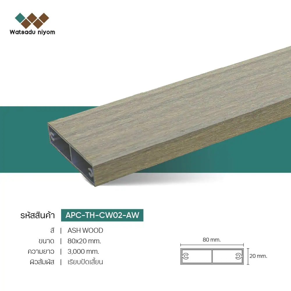ไม้ระแนงตกแต่ง กลวงภายนอก APC 80x20 หนา 3mm - Image 4