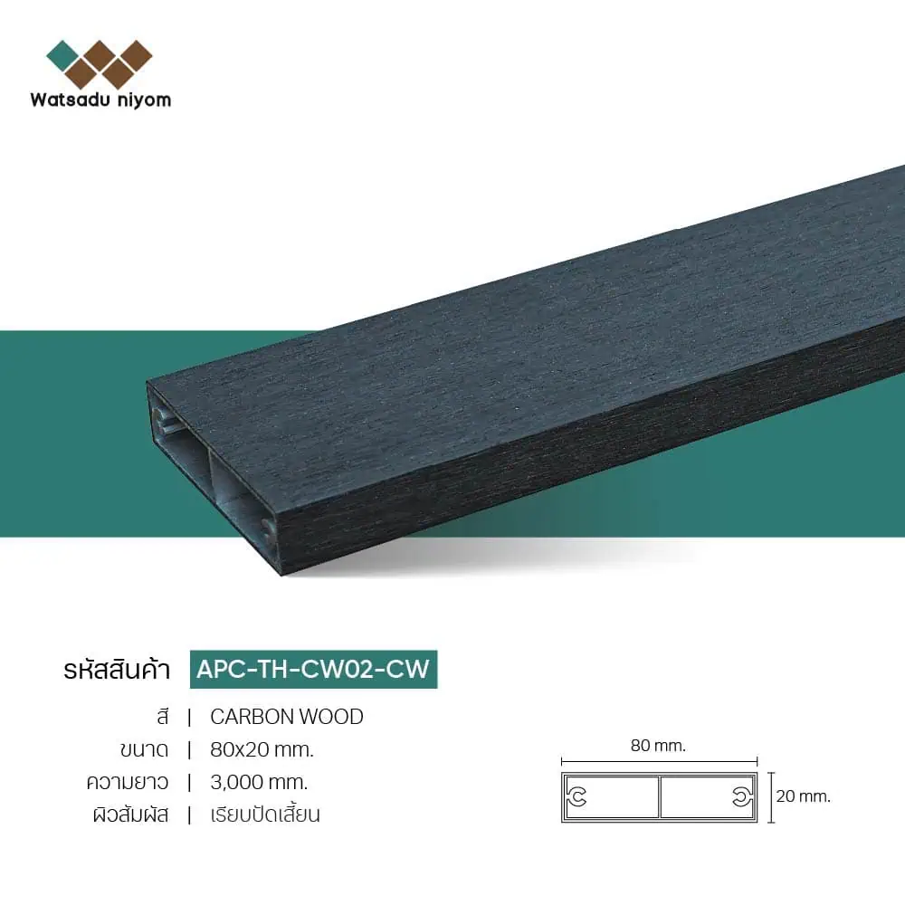 ไม้ระแนงตกแต่ง กลวงภายนอก APC 80x20 หนา 3mm - Image 7