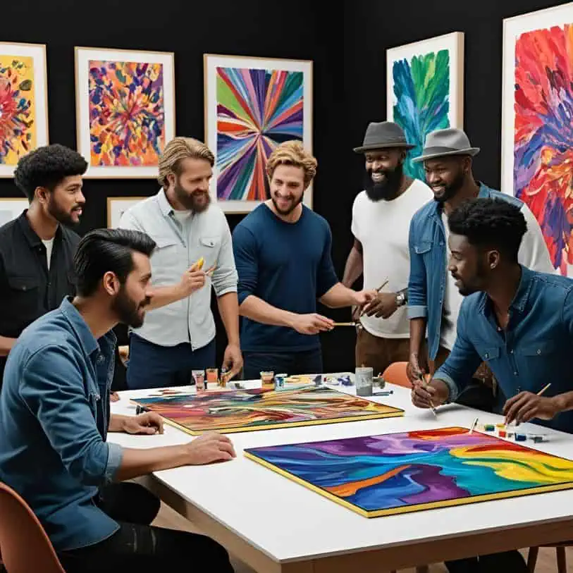 group of artist discussing the artist network