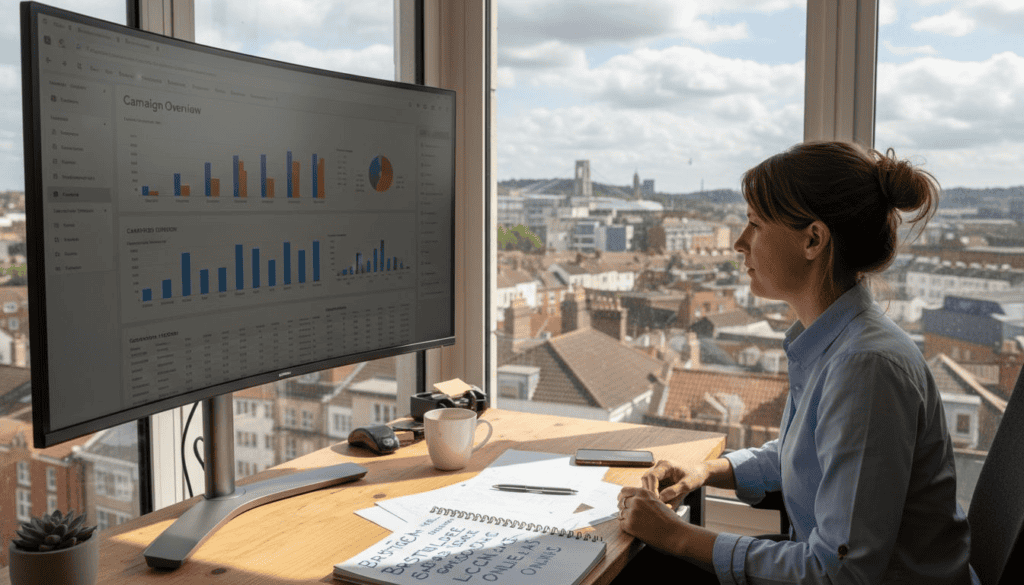 Small business owner reviews PPC analytics