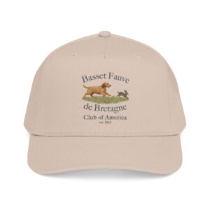 Beige cap with Basset Fauve logo design