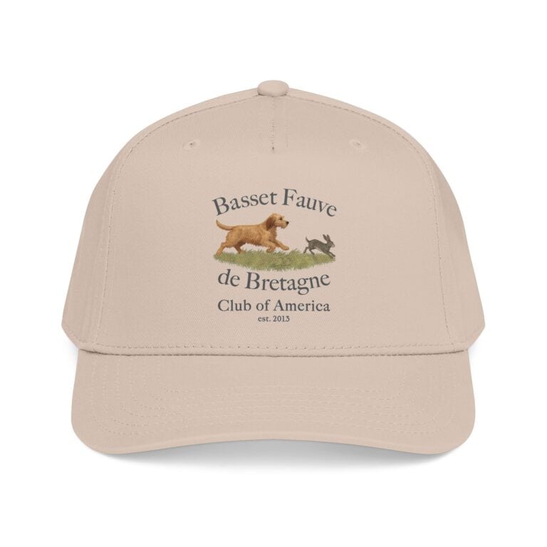 Beige cap with Basset Fauve logo design